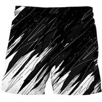 Muški struk za crtanje Brza suha ploča Kratke hlače 3D Print prozračne morske obale Plaža Plaža Plaža Short Plivanje Crna XL
