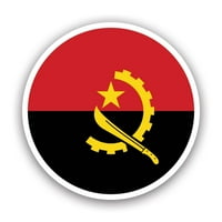 Okrugla naljepnica za zastavu u okruglom angolan - samoljepljivi vinil - Vremenska zaštitna - izrađena