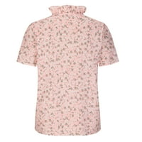 Ženski plus veličina vrhova čišćenje Ženska ležerna puna boja ruble ovratnik dugih rukava ruffle majica bluza V-izrez kratkih rukava
