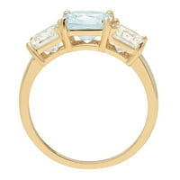 4.0ct kvadrat smaragdni rez plavi simulirani dijamant 18k žuti zlatni godišnjički angažman kamena prstena
