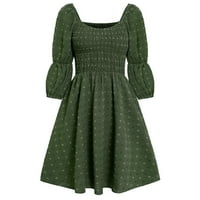 Padutske haljine za žene Elegantne linije Swing haljine Flounce Shirred Ruffle Hem haljine zelena, m