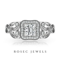 0. CT Moissinite vintage zaručnički prsten za žene, certificirani prsten od moissite zlata, 14k bijelo