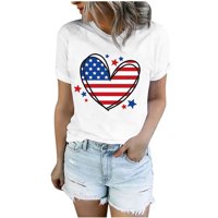 Ljetni vrhovi za žene Američka zastava 4. jula Grafički kratkih bluza Ležerne modne tuničke kratkih