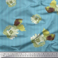 Soimoi Brown Poly Georgette tkaninski akvaretni cvijet i provjeri ispis tkanine uz dvorište široko