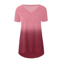 Ženski gradijentski ljetni povremeni tunični kratki rukovi za nošenje s tamkama V rect majica labava bluza casual tee