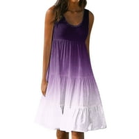 Ljetne haljine Trendne haljina za sunčanje bez rukava iznad koljena labava s kabine za izrez Purple s