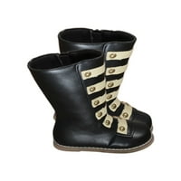 Tenmi Girls Neklizne zimske koljena High Boots Haljina Modni okrugli nožni školski rižam Boot crni 7c