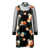 Mini haljine za žene Dame Novo proljeće i ljetni mrežice Cvjetni odštampani haljina s dugim rukavima