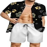 Košulja za pse za muškarce Retro Big i visoki gumb dolje majice Casual Aloha majice kratkih rukava