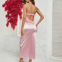 Absuyy padajuće haljine za žene retro sexy slim na dugih rukava s kratkim haljinama izreza ružičaste