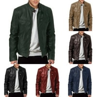 Mens Fau kožne jahačke jakne za bicikliste retro odjeća Coats Zip moto jakne