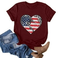 Ženska Slim Fit Casual Comfy Top Clearence Kombina košulja Američka zastava Srce Trendy Neovisnosti