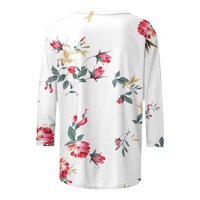 Atinetok ženske vrhove Vintage cvjetna grafika udomi osnovne majice pulover Ljeto casual tat print okrugli