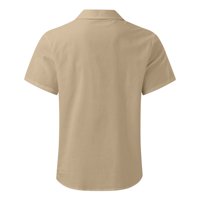 Trendy Muške košulje od pune boje pamučna posteljina casual labavi plus veličina Ljetna košulja od kratkih