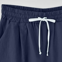 Pamučne kratke hlače za žene Ležerne prilike modne elastične strugove s kratkim kratkim kratkim kratkim kratkim kratkim kratkim kratkim kratkim kratkim kratkim kratkim kratkim kratkim kratkim kratkim kratkim hlačama Navy XXXL