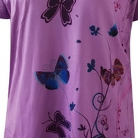 Ženski ljetni vrhovi Floral V rect T majica kratki rukav majica Ležerne prilike Split Tunic bluza