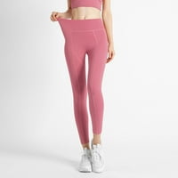 Joga hlače plus veličina za žene, ženska čvrstoća u obliku čvrstog struka i dizanje kuka fitness teške joga hlače ružičasti medij