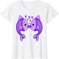 Žene mladežine ribe ljubljenje Ljubav Heart Majica Ribe Marine Animal Tee Graphics Casual okruglih majica