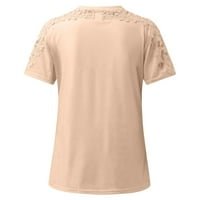 Majice kratkih rukava za žene Trendi solidne boje kratkih rukava okrugli vrat Pulover čipke za bluzu