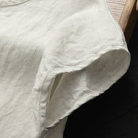 Ženske ljetne košulje Bijele posteljine ženske ležerne labave line Plus size s punim kratkim rukavima tanic majica bluza xxl
