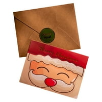 Postavi božićna čestitka Card Slatka crtana ručna ručna oslikana sklopiva ukrasna prazna unutarnje blagoslov sa koverte Xmas razglednica Novogodišnja dječja poklon za poklon