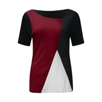U ženskoj ležernom splice kratkim rukavima Patchwork Color Dnevna majica za bluzu majice XL
