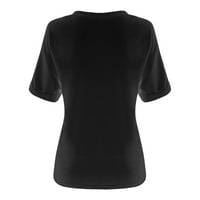 Plus veličine vrhova čvrsto ugradnje s kratkim rukavima V-izrez Ljetne ženske majice L