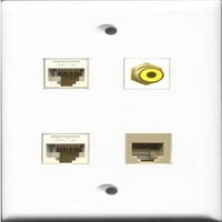 Riteav port RCA žuti i port telefonom RJ RJ beige port mačka Ethernet bijela zidna ploča