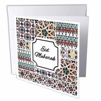 Eid Mubarak blagoslovio je sretne eidne želje za čestitke za mozaike ramazan crvenim tirkiznim mozaikom sa kovertama GC-342495-1