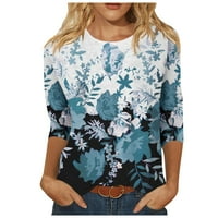 APEPAL ženska cvjetna bluza s rukavima za rupu od dame dame casual uredski radni posadni vrat majica nebesko plavo l