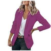 Hvyesh plus veličina Blazer za žene s dugim rukavima otvorenim prednjim radom uredske jakne jesen solidna