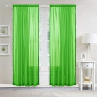Pom-pom Tassel prozorske zavjese, višenamjenske čiste zavjese, 84, zelena lipe