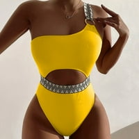 Aaiymet ženski set tkiva s jednim ramenom struk šuplji čvrsti polica Bikini kupaći kostim bikini bodysuit,