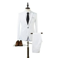 Muška formalna blejstarska jakna hlače Slim Business Suit tuxedos party wed white 2xl