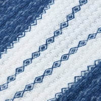 Ženski vrhovi modni ženski vučni rukav V izrez prugasti pletenje casual tunika bluza xxxl, plava