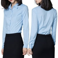 Ženska ured dugih rukava s dugim rukavima prednja okretna bluza košulje