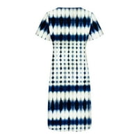 Haljine za prodaju za žene za žene s kratkim rukavima Stripe haljina V-izrez Midi fit i flare Y2K Trendi