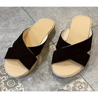 Sanviglor Women Espadrille Open Toe Wedge Sandale Cross Strap Platforma Sandal Zatvoreni i vanjski ugodno