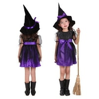 Halloween Witch kostim djevojke djeca djeca haljina party haljine vještica sa šeširom Creative Cosplay