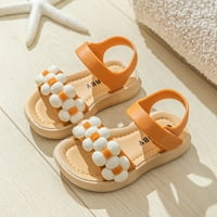 Sandale za dječje djevojke, otvorene nožne sandale, ljetne sandale s visokim leđima, dječje djevojke slatka modna cvijeća u boji otvorena nožni neklizajući mekani samostalni sandala narančasta 2- godine