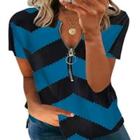 Eleluny Plus size Žene Striped Ležerne prilike majica kratki rukav, labava majica Blouse Grey 5xl