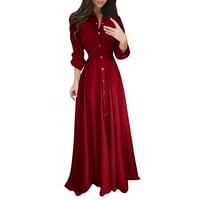 Haljine za ženu za ženske dame casual modne posade izrez s dugim rukavima maxi duga haljina od pune