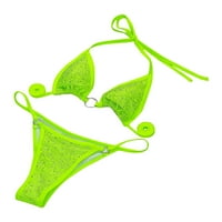 Ženski kupaći kostimi plus veličina sa rukavima, AXXD Solid Boo Boja Rhinestone BIKINI BIKINI Dva kupaće kostimu kupaće odjeće za nove trendove zelene 8