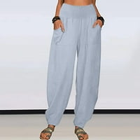 Brglopf pamučne posteljine harem joga hlače za žene elastične ljetne hlače sa visokim strukom, casual