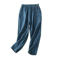 Jyeity razni stilovi i otisci, labave široke hlače za noge visoke struke ravne hlače hlače vruće ružičaste gamaše plave veličine m