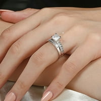 Bijeli kvadrat dijamantni prsten bijeli circon prsten par zvona modni par dijamantski prsten za žene
