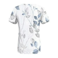 Ženski vrhovi bluza cvjetni kratki rukav povremeni ženski ljetni Henley majice svijetlo plava m