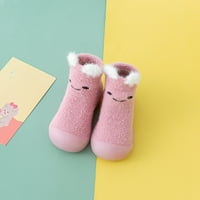 Penkiiy baby čarape dječje djece djeca djeca neklizaju plus baršunaste zadebljane zatvorene toddler cipele ružičaste djece čarape za 2-2. Godina