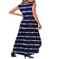 Cindysus Dame Ležerne prilike bez rukava sa rukavima Ženska haljina za žetvu Torba sa džepovima Party Striped Hawaiian Maxi haljine