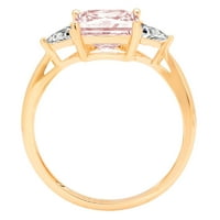 2.32ct Princess rez ružičasti simulirani dijamant 14k žuto zlato graviranje izjava godišnjica Angažman vjenčanja Trobotna prstena veličine 3,75